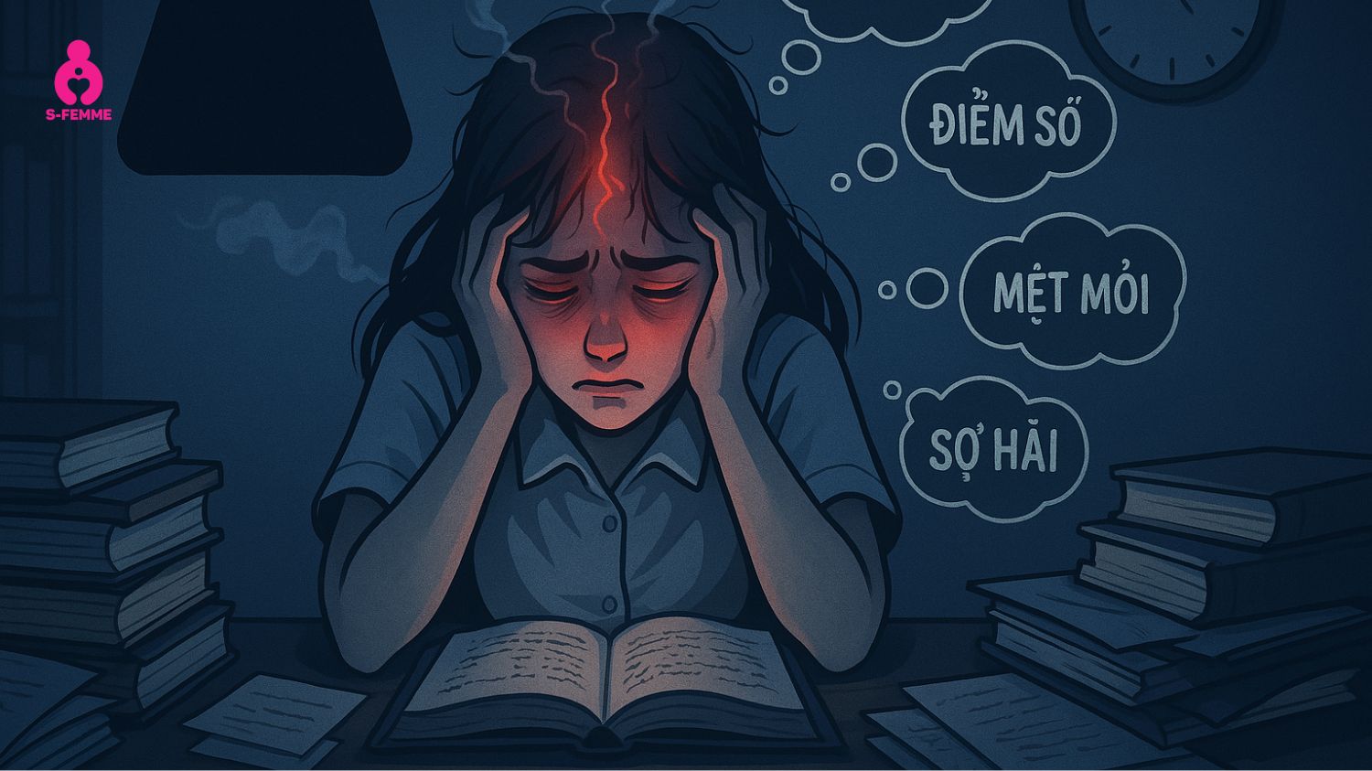 Căng thẳng tâm lý, học hành áp lực có thể là nguyên nhân rồi loạn kinh nguyệt tuổi dậy thì